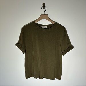 We The Free Olive Short Sleeve Roll Sleeve Tee Size Small